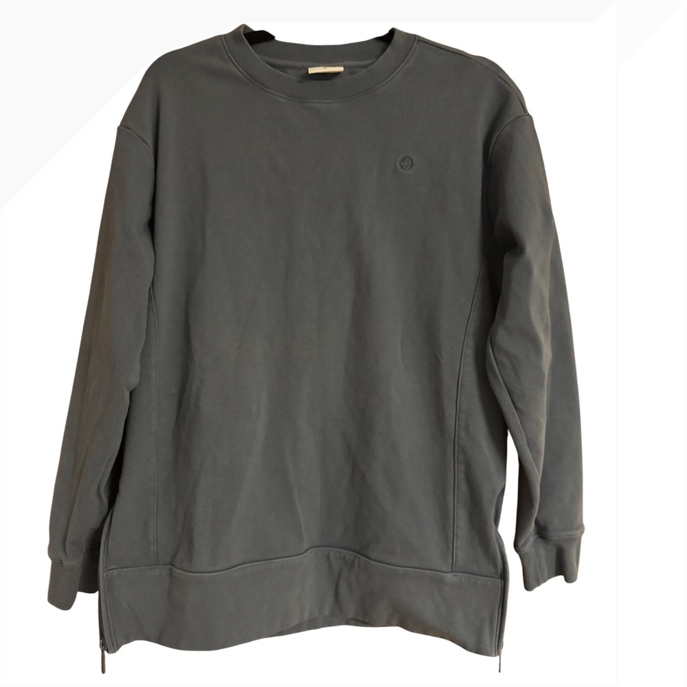 Gym+Coffee Womens Crewneck Sweatshirt Thunder Blue Side Zip Small